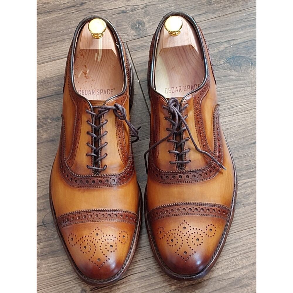 Allen Edmonds Strand 13D Light Brown Patina Burnished Oxford Dress Shoes - Picture 2 of 12